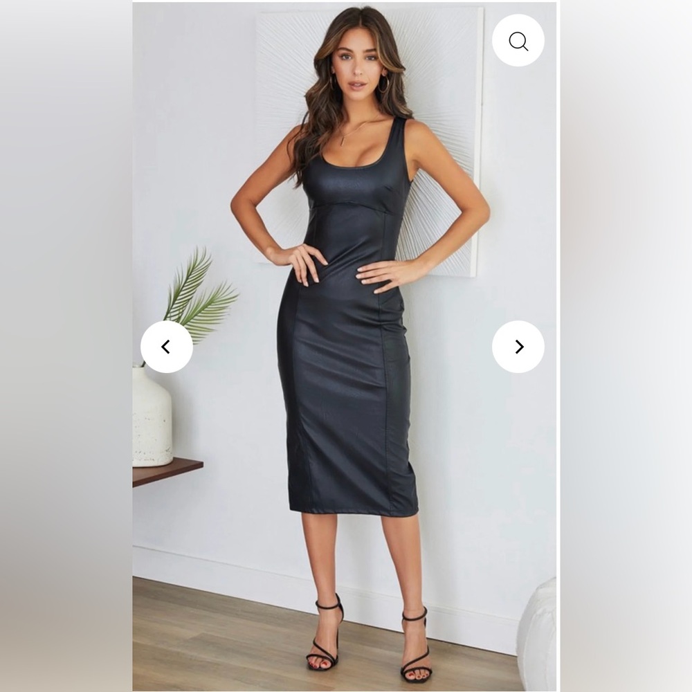 Black faux leather dress